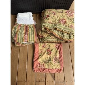 Waverly Imperial Dress Queen Comforter Bedskirt Sham 100% Cotton Antique Design